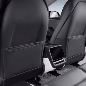 Tesla Model 3/Y Seat Back Protector, Leather Anti-Kick Pad with Storage Pocket (Set of 2)