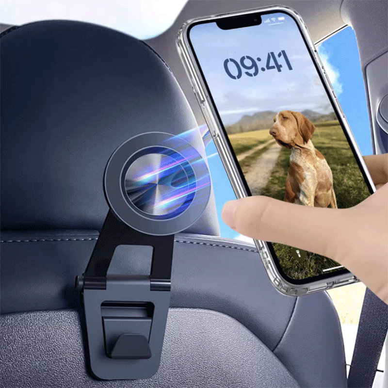 Tesla Model 3/Y Seat Back Phone Holder, Magnetic Mount with Detachable Hook