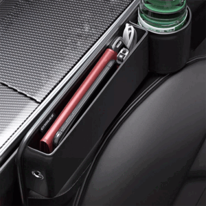 Tesla Seat Gap Storage Box with Cup Holder for Model 3/Y/S/X, Reachable Console Bin