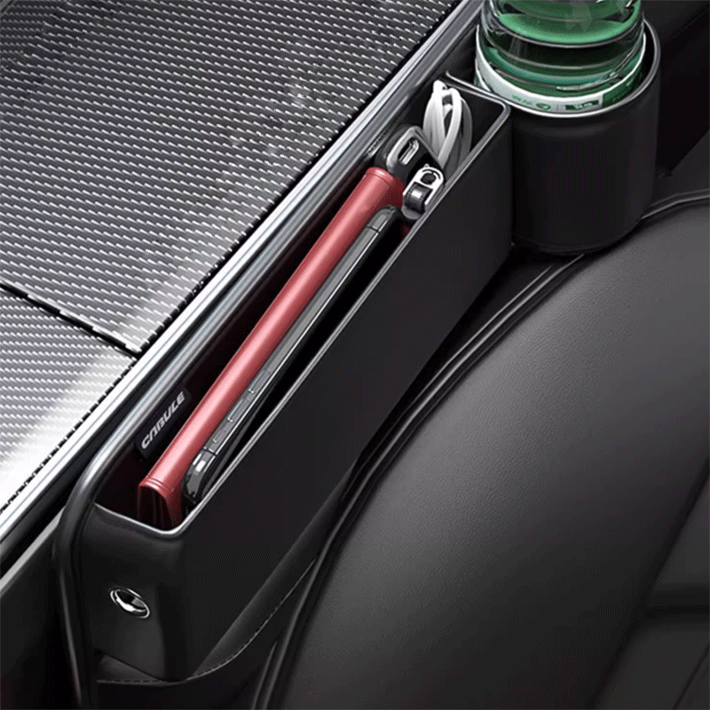 Tesla Seat Gap Storage Box with Cup Holder for Model 3/Y/S/X, Reachable Console Bin