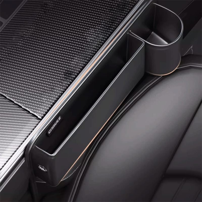 Tesla Seat Gap Storage Box with Cup Holder for Model 3/Y/S/X, Reachable Console Bin