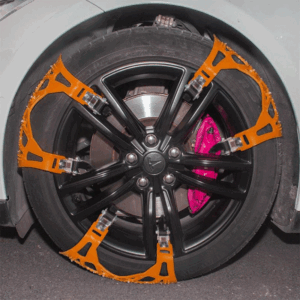 Snow Tire Chains for Tesla Model S, Set of 2 Wheels, Steel Anti-Slip Traction