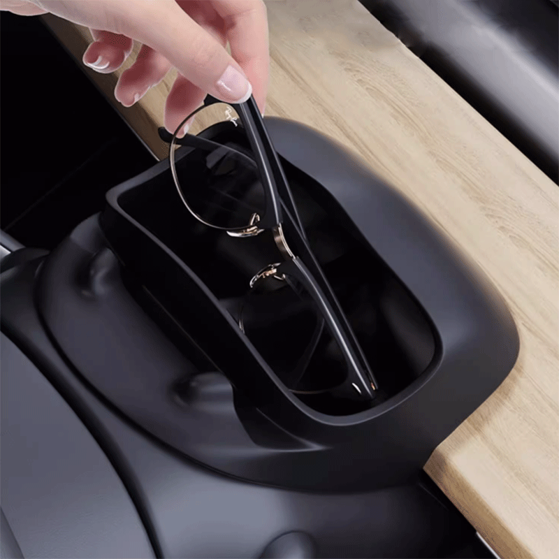 Tesla Model 3/Y Steering Wheel Phone Holder with Glasses Case, In-Sight Mount