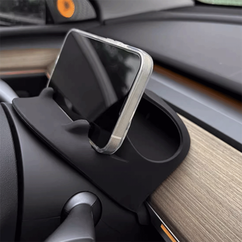 Tesla Model 3/Y Steering Wheel Phone Holder with Glasses Case, In-Sight Mount