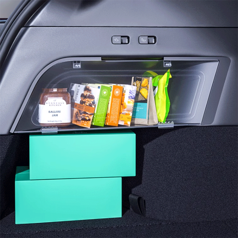 Tesla Model Y Trunk Side Storage Box, Suspended Organizer with Enclosed Compartments (2020-2025)