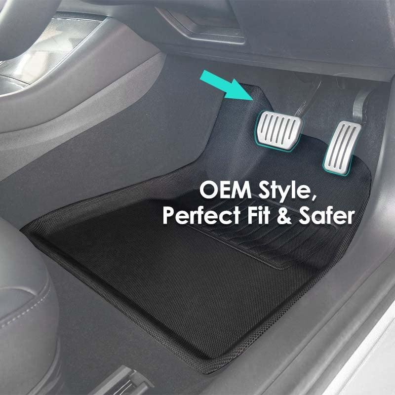 All-Weather Floor Mats for Right-Hand Drive Tesla Model 3 (2017-2023), Custom-Fit Rubber Liners