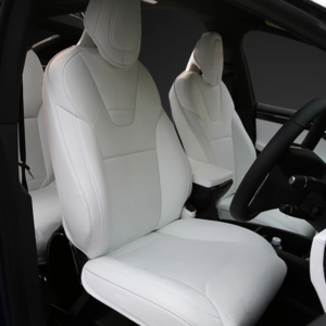 Tesla Model S/X Armrest Cover, White Vegan Leather Center Console Protector