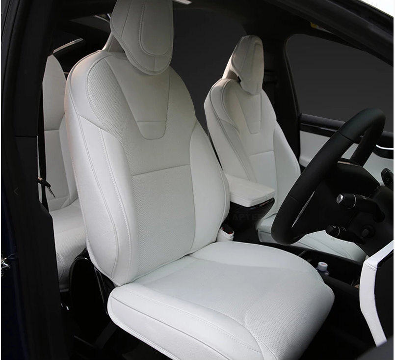 Tesla Model S/X Armrest Cover, White Vegan Leather Center Console Protector