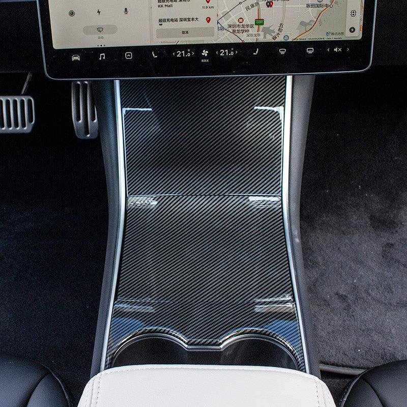 Tesla Model 3 (2017-2020) & Model Y (2020) Center Console Cover, Carbon-Fiber-Look Scratch Guard