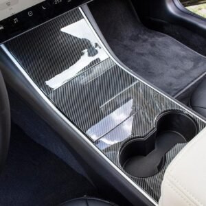 Tesla Model 3 (2017-2020) & Model Y (2020) Center Console Cover, Carbon-Fiber-Look Scratch Guard