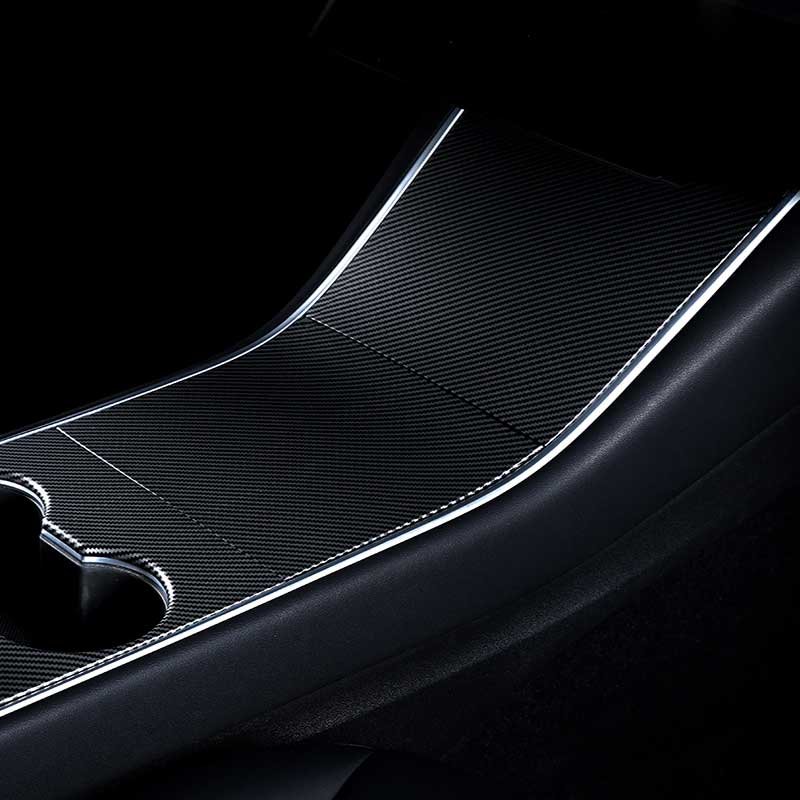 Tesla Model 3 (2017-2020) & Model Y (2020) Center Console Cover, Carbon-Fiber-Look Scratch Guard