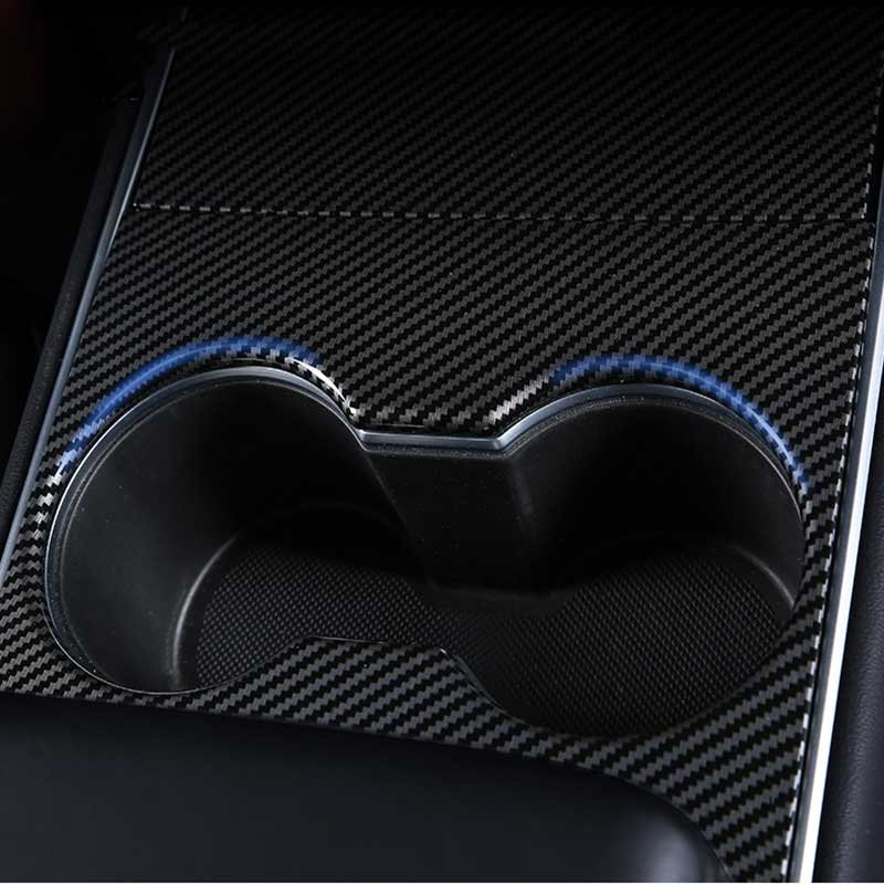 Tesla Model 3 (2017-2020) & Model Y (2020) Center Console Cover, Carbon-Fiber-Look Scratch Guard