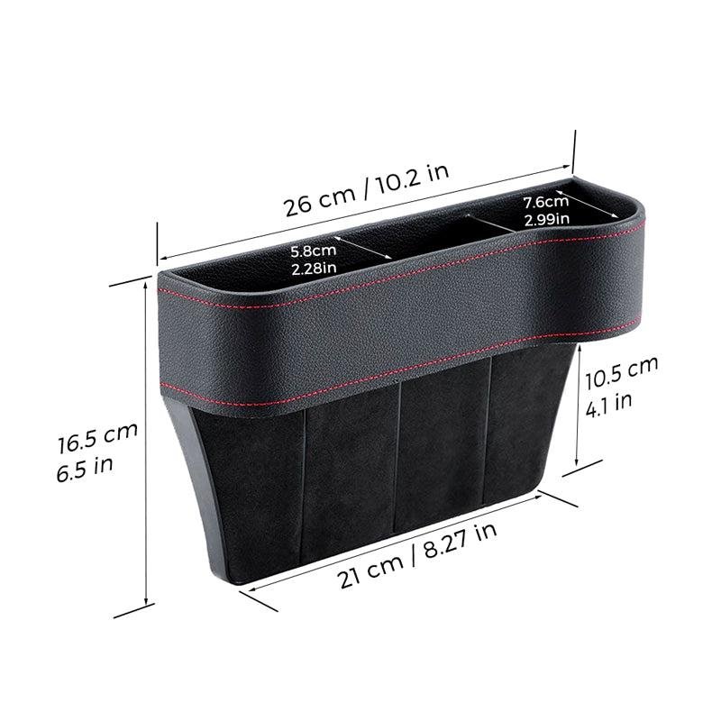 Tesla Model X Seat Gap Filler Organizer, Leather Console Side Box with Cup Holder