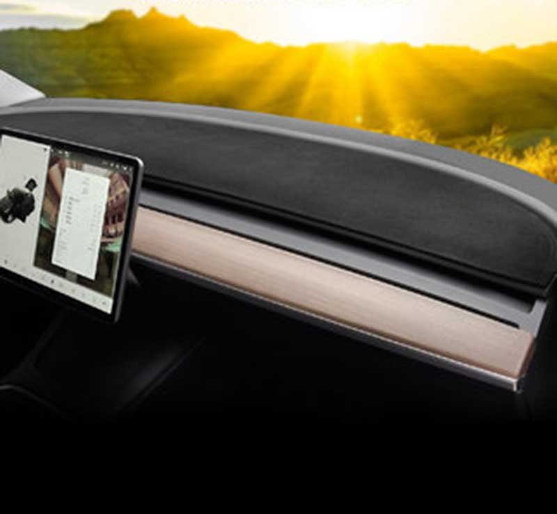 Tesla Model 3/Y Dashboard Cover, Anti-Glare Suede Sun-Reflection Mat, UV Dash Protector