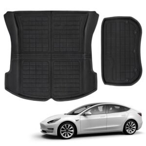 Tesla Model 3 Front & Rear Trunk Mats 2017-2023, All-Weather Cargo Liner Set