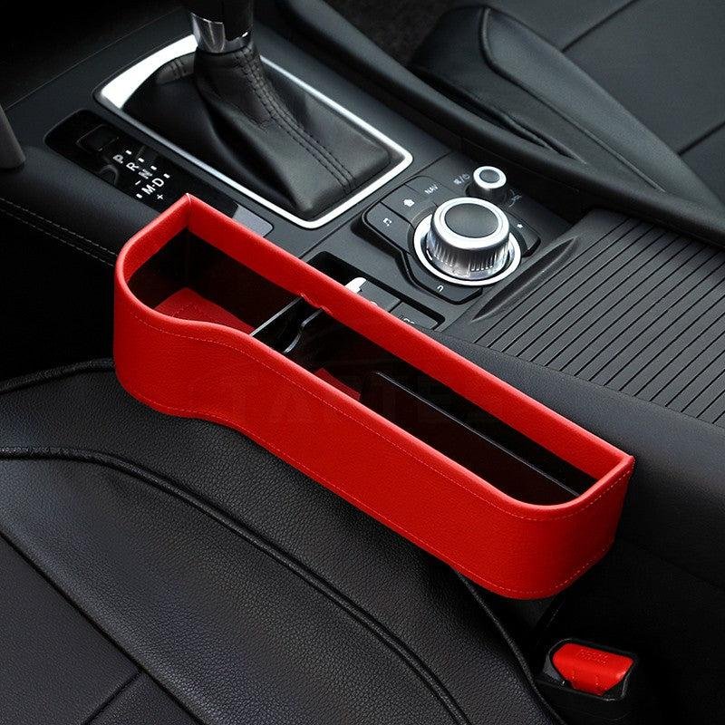 Tesla Model X Seat Gap Filler Organizer, Leather Console Side Box with Cup Holder