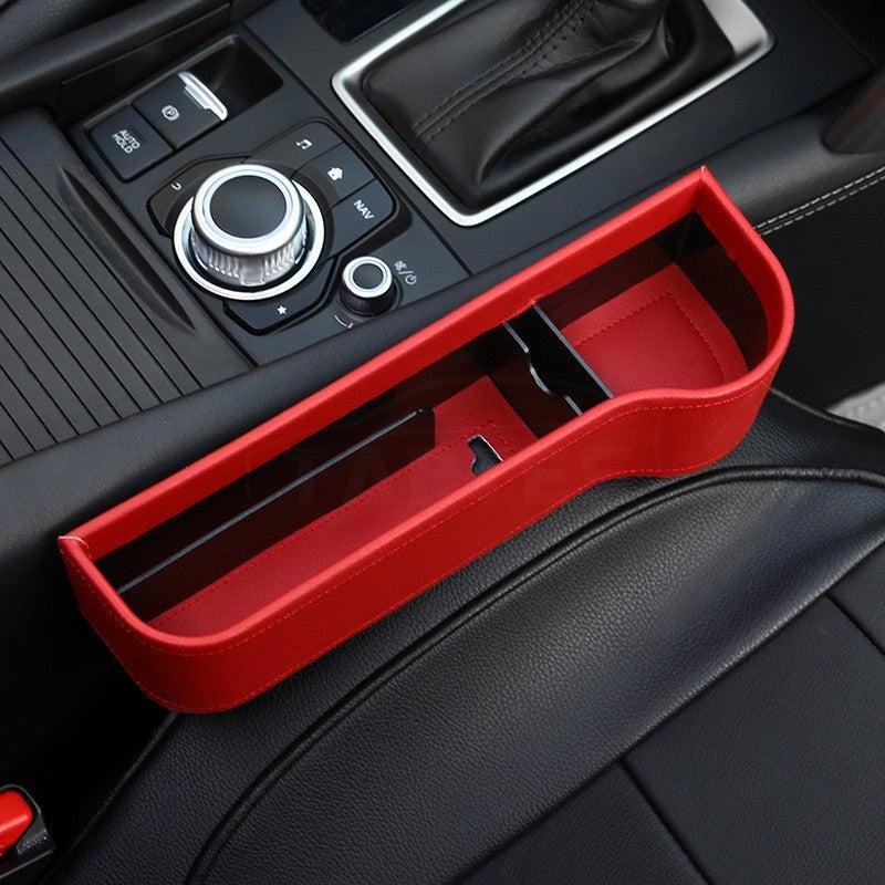 Tesla Model X Seat Gap Filler Organizer, Leather Console Side Box with Cup Holder