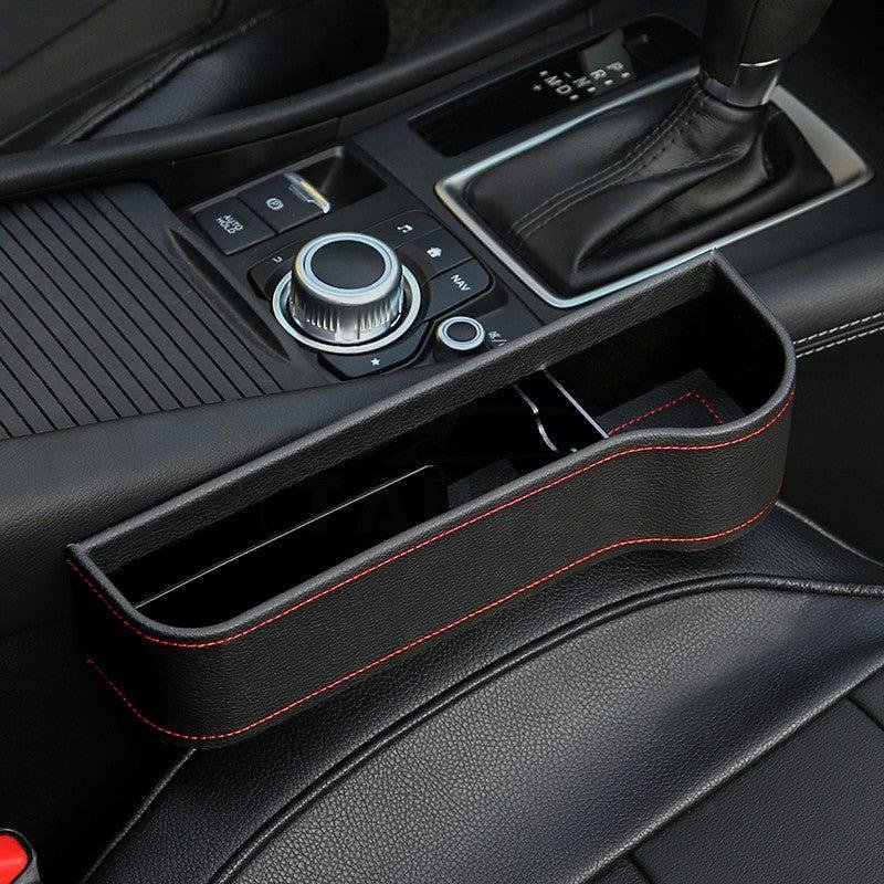 Tesla Model X Seat Gap Filler Organizer, Leather Console Side Box with Cup Holder