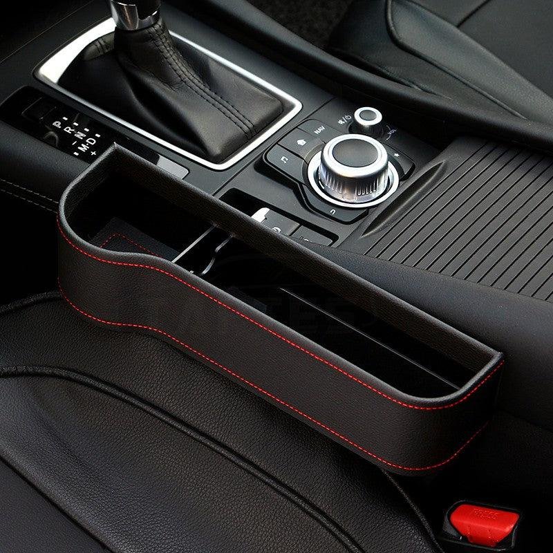 Tesla Model X Seat Gap Filler Organizer, Leather Console Side Box with Cup Holder