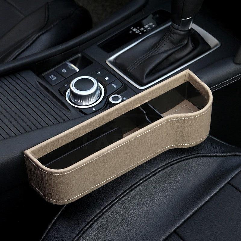 Tesla Model X Seat Gap Filler Organizer, Leather Console Side Box with Cup Holder