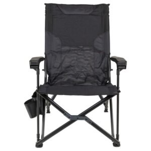 Reclining padded folding camp chair with headrest