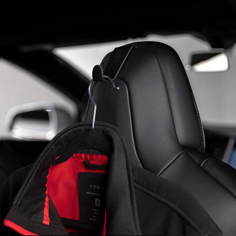 Tesla Model S/X Headrest Coat Hooks, Aluminum-Alloy Clip-On Hangers for Jackets and Bags