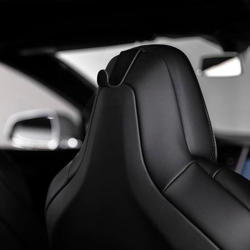 Tesla Model S/X Headrest Coat Hooks, Aluminum-Alloy Clip-On Hangers for Jackets and Bags