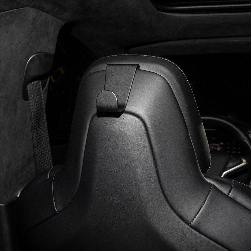 Tesla Model S/X Headrest Coat Hooks, Aluminum-Alloy Clip-On Hangers for Jackets and Bags