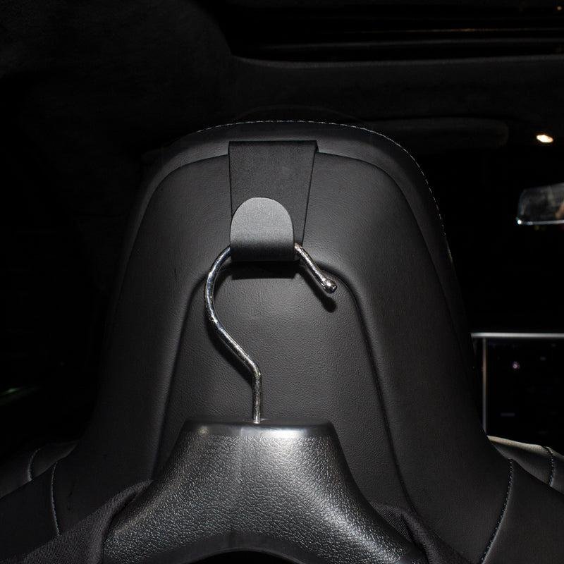 Tesla Model S/X Headrest Coat Hooks, Aluminum-Alloy Clip-On Hangers for Jackets and Bags