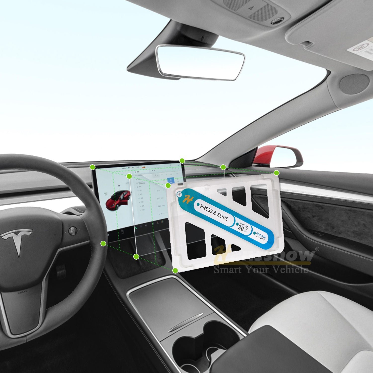 Tesla Model Y L Juniper Screen Protector Kit, Tempered Glass Front & Rear with Alignment Mount