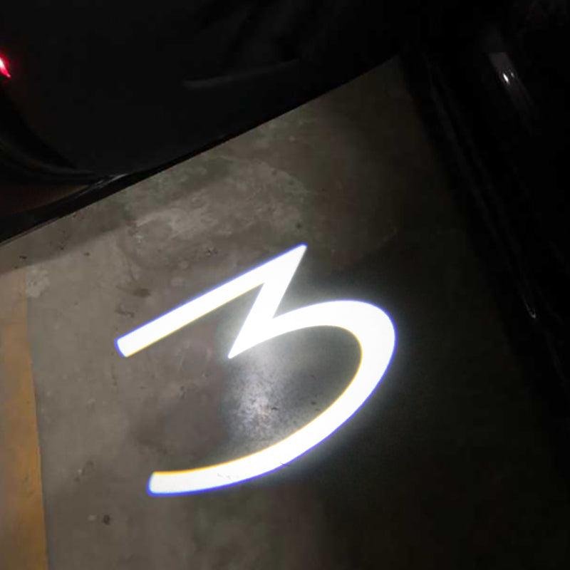 LED Puddle Lights for Tesla Model 3, Door Logo Projector, No-Drill Pair