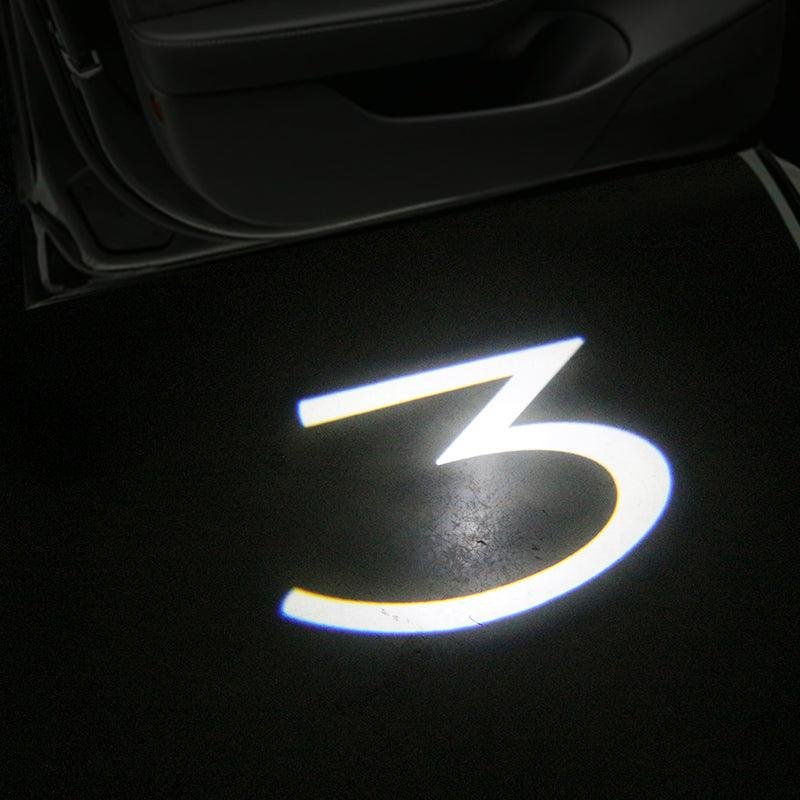 LED Puddle Lights for Tesla Model 3, Door Logo Projector, No-Drill Pair