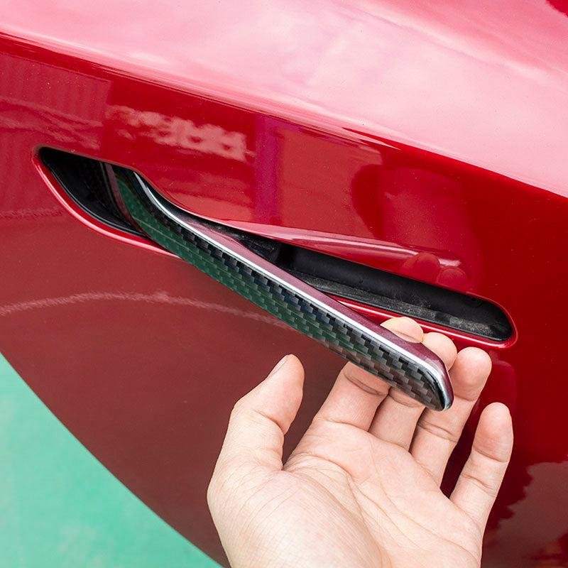 Tesla Model 3/Y Carbon-Look Door Handle Wraps, Precut Peel-and-Stick Trim Set of 4