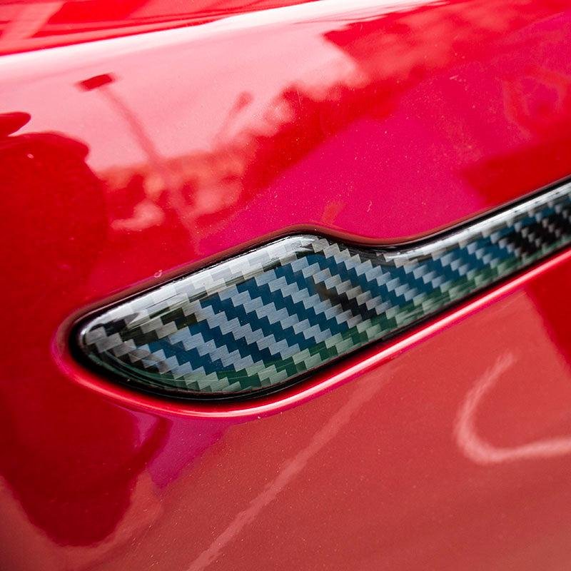 Tesla Model 3/Y Carbon-Look Door Handle Wraps, Precut Peel-and-Stick Trim Set of 4