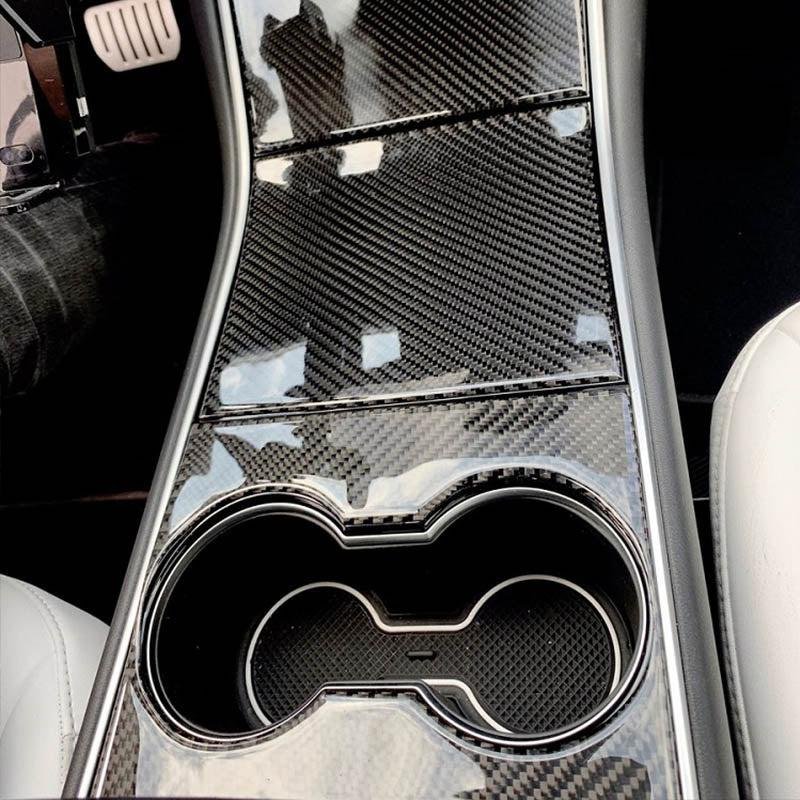 Tesla Model 3 (2017-2020) & Model Y (2020) Center Console Cover, Carbon-Fiber-Look Scratch Guard