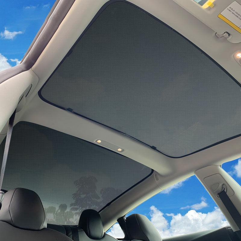 Tesla Model 3 Glass Roof Sunshade, Mesh Sun Shade for Front & Rear Roof Cuts Cabin Heat